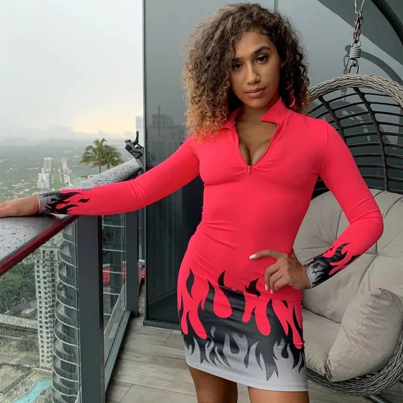 Женское модное сексуальное облегающее платье на молнии с v-образным вырезом и