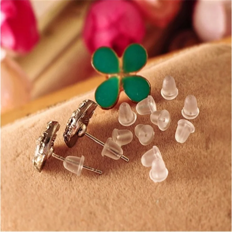 

500pcs Clear Earring Backs Soft Silicone Rubber Prevent Allergy Bullet Stopper Rubber Jewelry Accessories Ear Stud Nuts DIY Plug