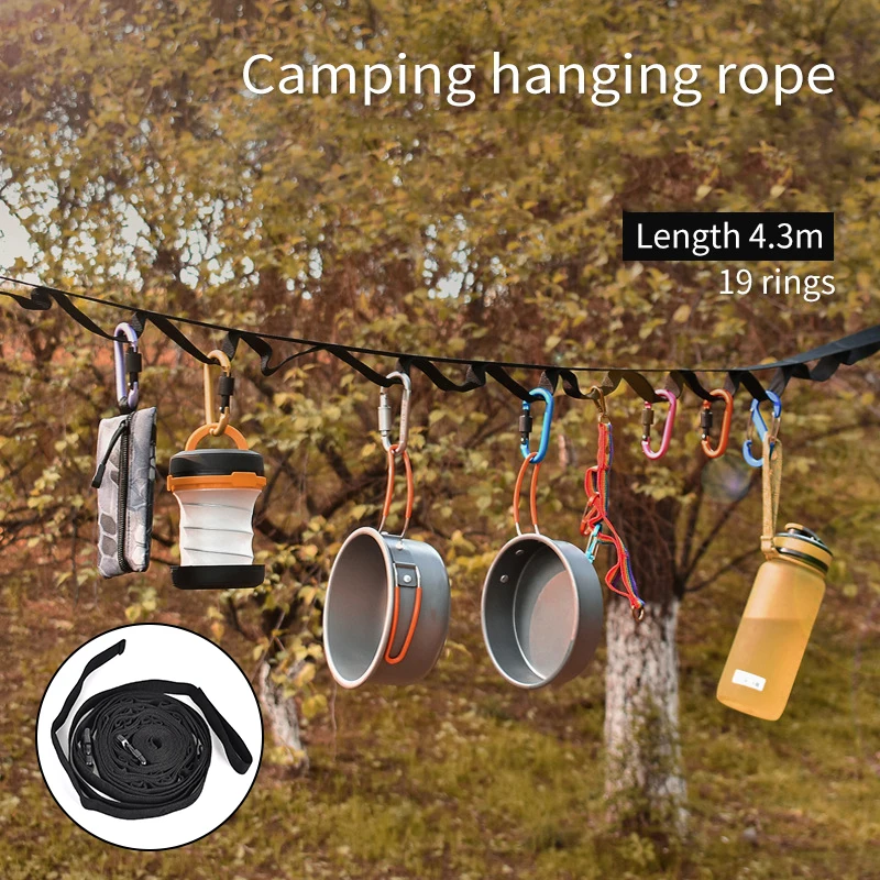 

Campsite Storage Strap with 19 Fixed Loops Camping Hammock Strap Buckle Closure Outdoor Hanging Supplies FBS889