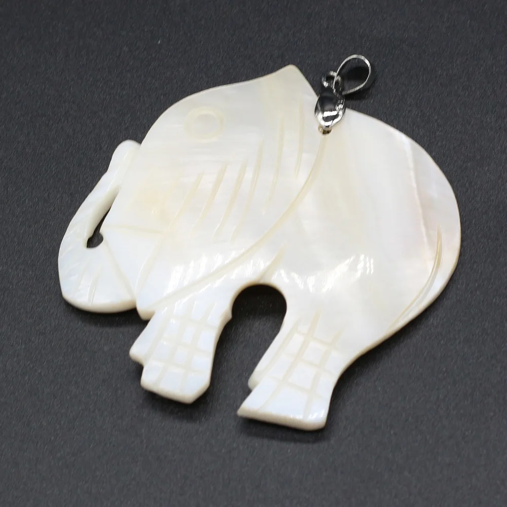 

Natural Sea Shell Pendants Cute Elephant Sliver Color Charms for Jewelry Making DIY Necklace Earrings Gift for Women
