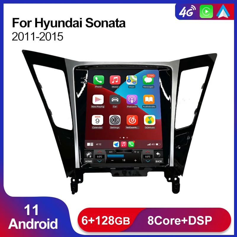 

Экран Tesla Android 11 6 + 128G Автомобильный мультимедийный плеер для Hyundai Sonata 8 2011-2015 gps-навигация, радио, стерео 4G Lte Wifi DSP