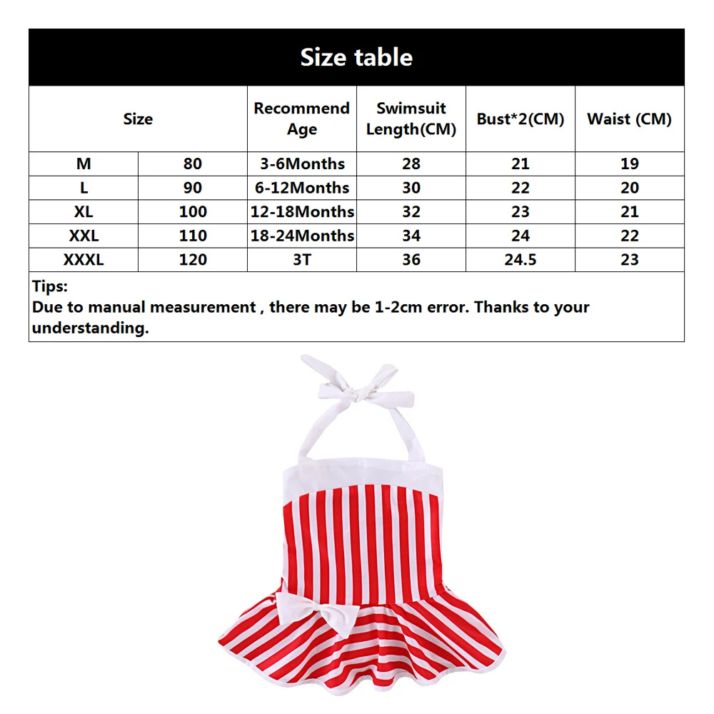 

Baby Girl Swimwear Toddler Infant Kid Swimwear For Girls One Piece Striped Halter Swimsuits Bathing Suit Summer Beach Wear 3-36M