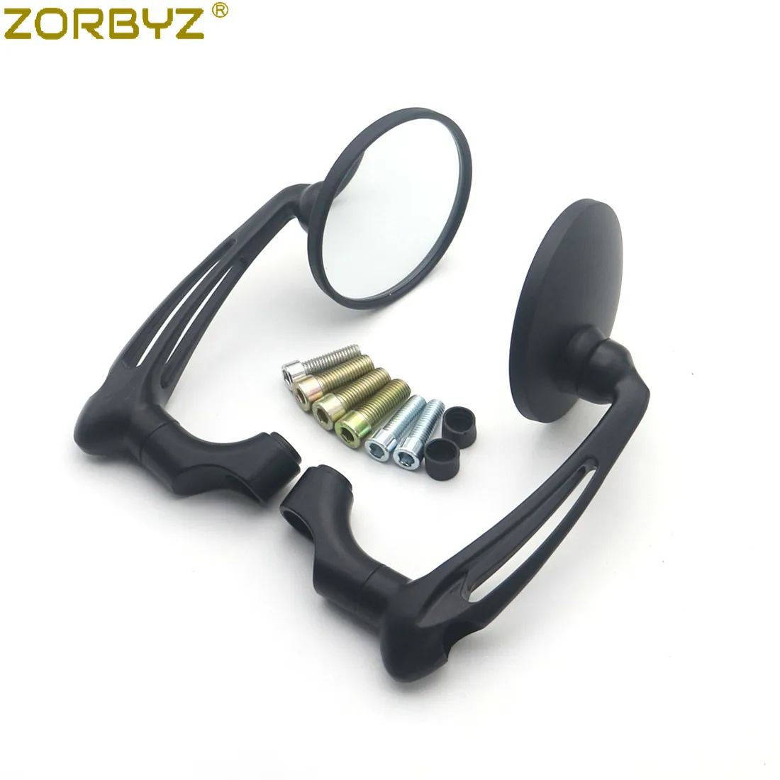 Black ZORBYZ мотоцикл черный/хром l-бар круглые боковые зеркала заднего вида для Honda GN125 кафе гонщик на заказ - Цвет: Black
