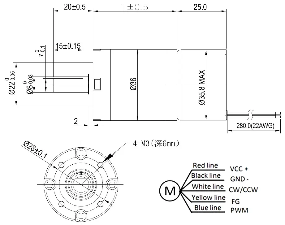 36GP-BLDC3525 dc бесщеточный планетарный редуктор встроенный Холл привода 12 V/24 V 36 мм диаметр