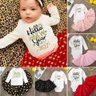 Фотокомбинезон Hello New Year 2022, модное платье с рисунком торта для крещения для маленьких девочек, Новогодняя одежда для новорожденных мальчиков, подарки