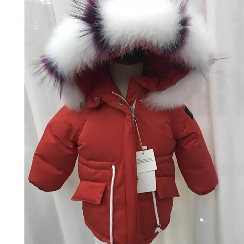 Детский длинный пуховик для мальчиков и девочек Толстая куртка на белом утином