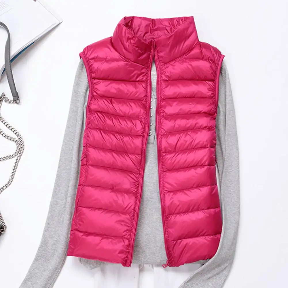 

Autumn Women Vest Sleeveless Coat Ultra Light White Duck Down Vest Female Winter Indoor Slim Fit Warm Waistcoat Women Jackets