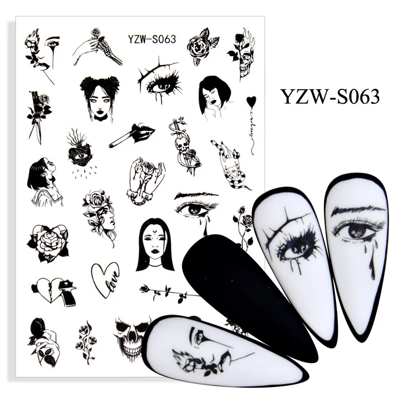 

Skull Person Face Eyes adhesive 3d nail sticker foil nails art decoration cute designs nail decals manicure supplies tool