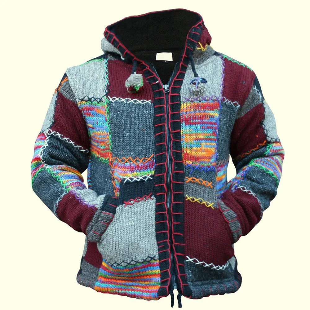 

2020 Harajuku Sweaters Men Winter Fashion Patchwork Knitted Sweater Coat With Pocket Autumn Men Hooded Cardigan Sweater Outwear