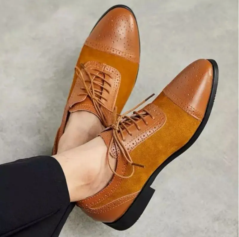 

Men Mixed Color Design Casual Shoes PU Leather Work Shoes Large Size 38-48 Lace Up Business Dress Shoes British Style 8KH430