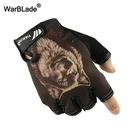 Перчатки мужские с полупальцами, тактические митенки с рисунком волка, Нескользящие, Нескользящие, для велоспорта, спорта, фитнеса