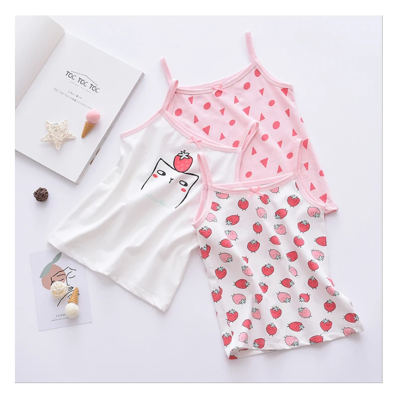 

2020 Summer Girls Tanks Children Vest Baby Girls Pretty Beach Clothing Summer Wear Tops Cotton Sleeveless Cool Fabric