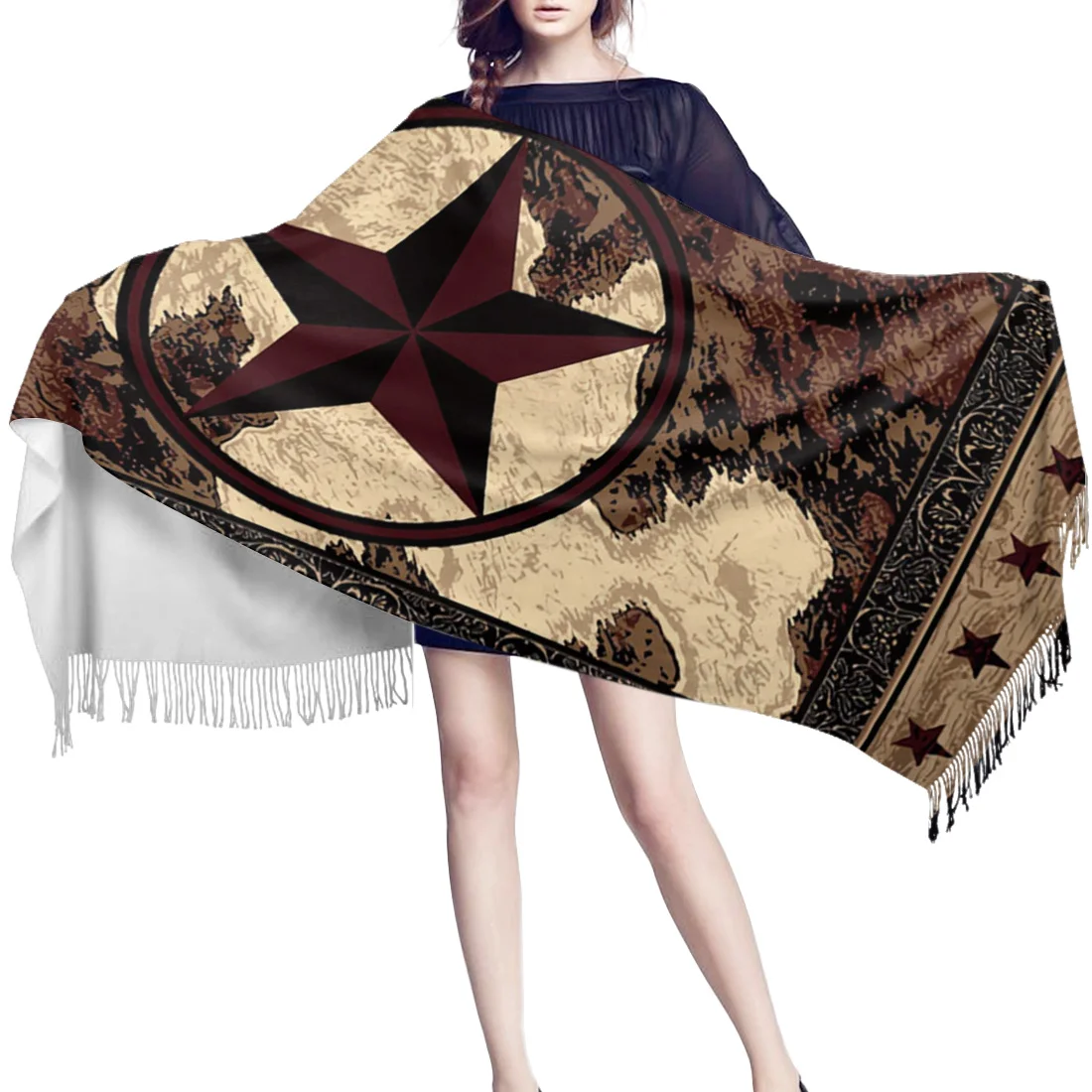 Женский зимний шарф Западный Техас звезда в деревенском стиле женские