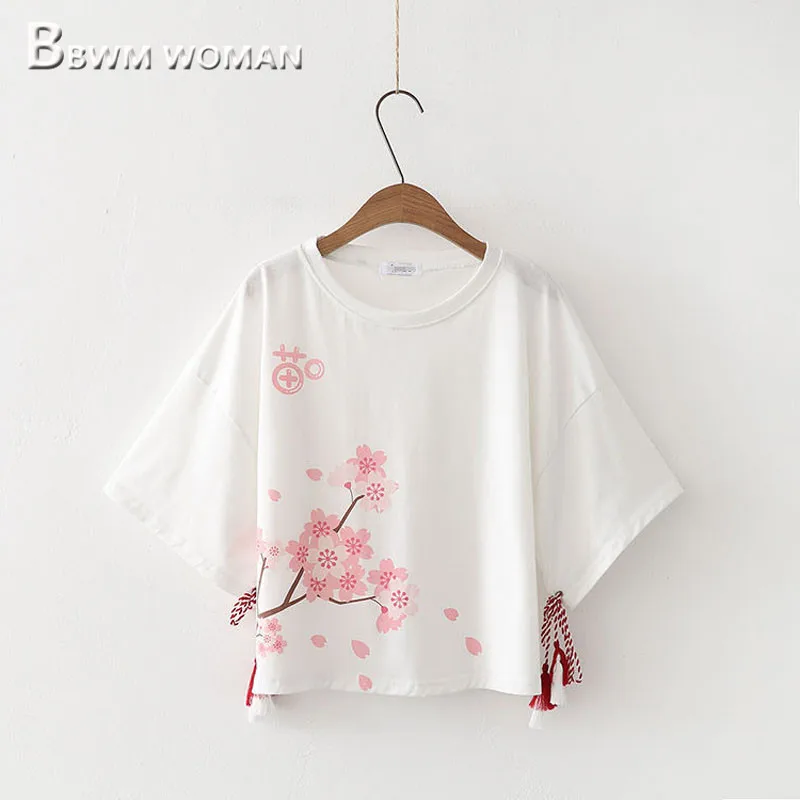 2019 Летняя женская футболка с милым цветочным принтом белые и черные женские