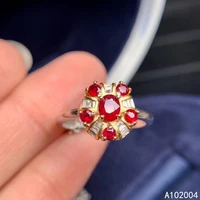 kjjeaxcmy fine jewelry 925 sterling silver inlaid natural adjustable ruby new female ring woman girl mi support test hot selling