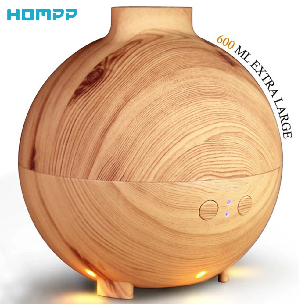 Аромадиффузор портативный ультразвуковой теплый светильник 600 мл эфирные масла