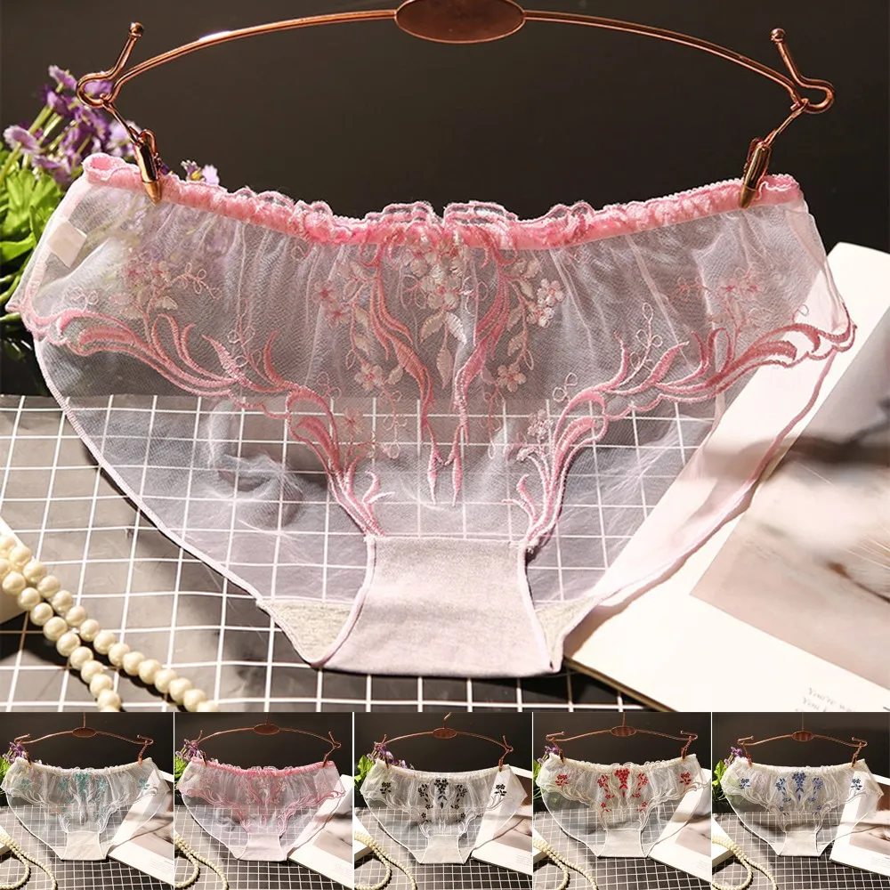 

Women Panties Lace Thongs Ultra-thin Mesh Underwear Transparent Lingerie Knicker Transparent T-back Briefs Women Charming Thongs