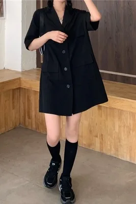 Show thin double-breasted suit dress summer 2020 new loose show thin temperament Yamamoto suit dress cool