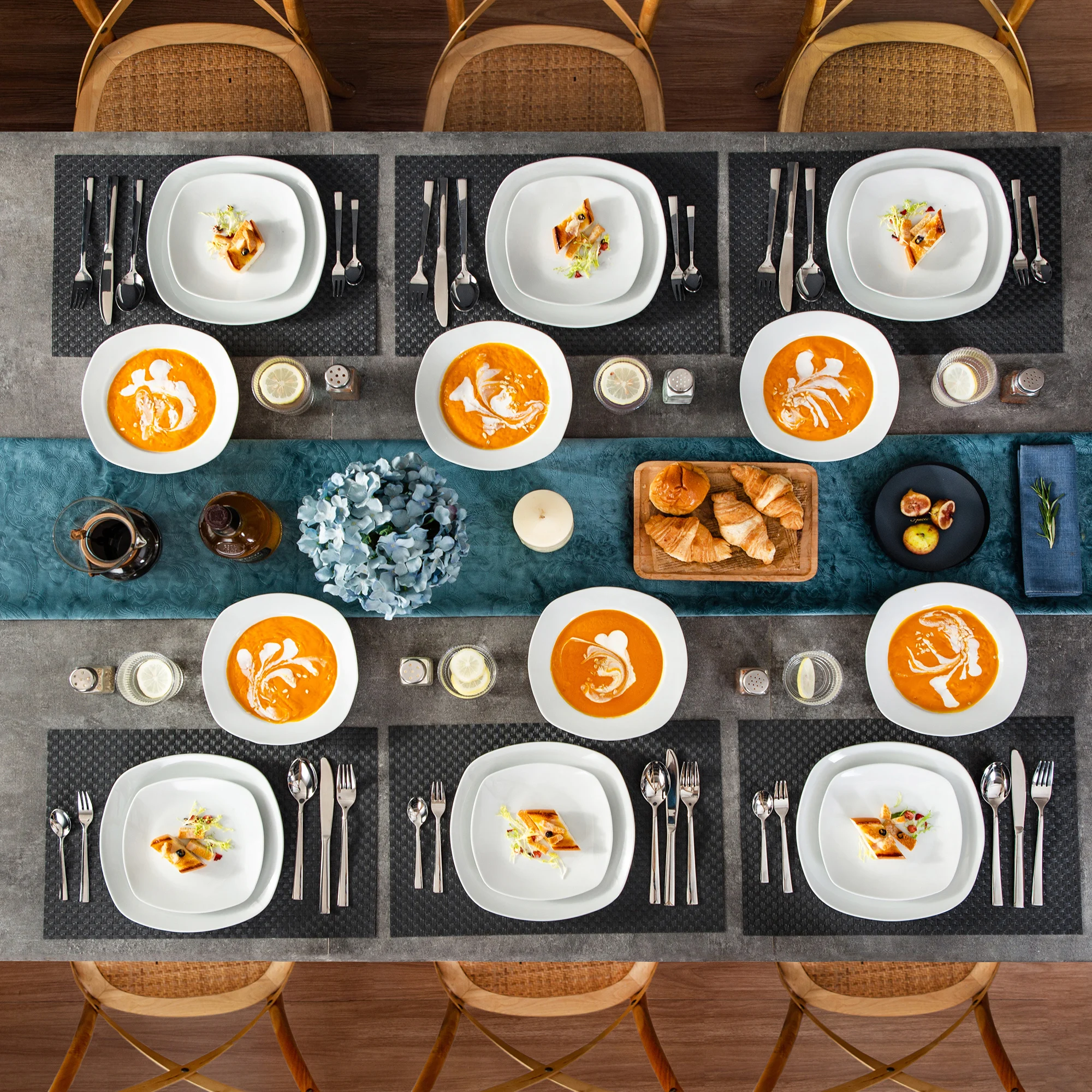 MALACASA Elisa набор из 36 керамических фарфоровых обеденных тарелок с супом Набор