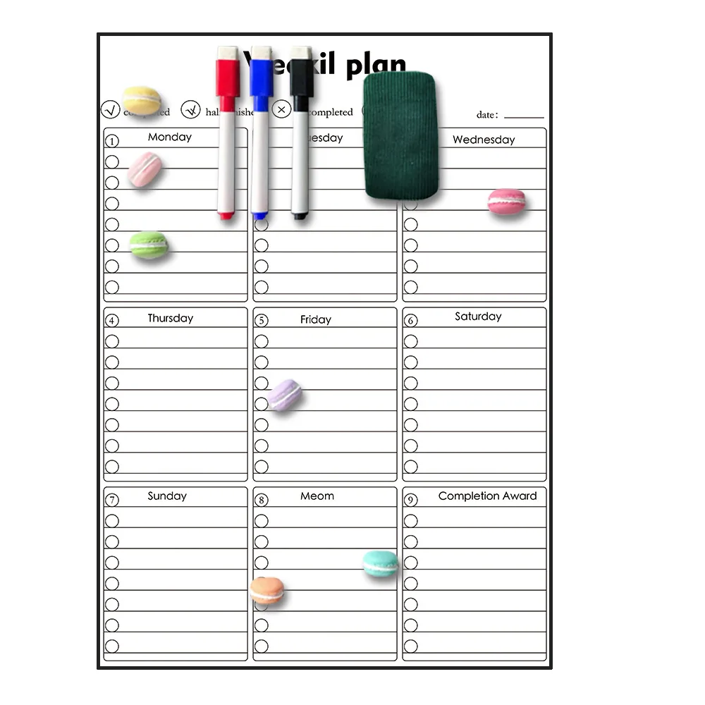 А3 Магнитная белая доска Еженедельный ежемесячный планировщик магнит на