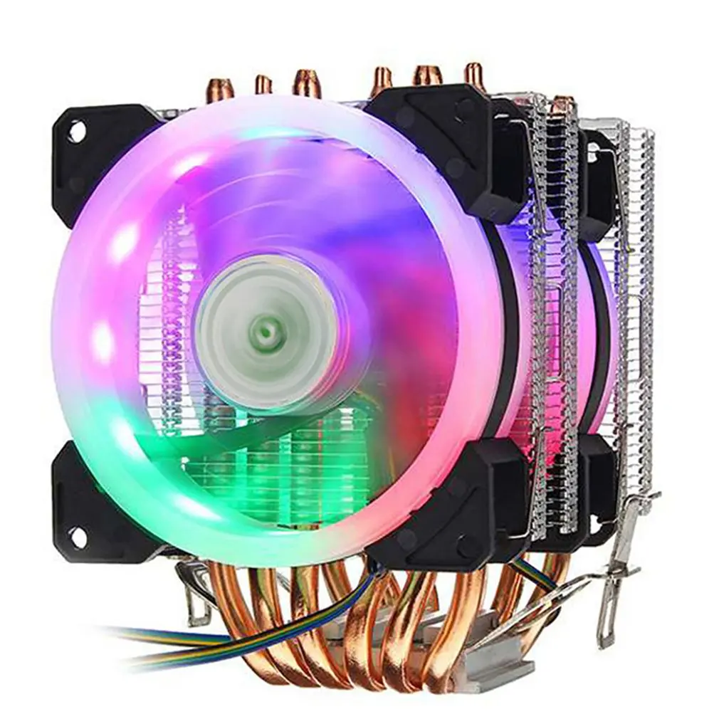 double wind colorful 3 линии 6 тепловая трубка процессор радиатор AVC Чистая медь AMD 1155 1156 настольный компьютер процессор кулер Постоянная скорость один двойной ветер - Цвет лезвия: double wind colorful
