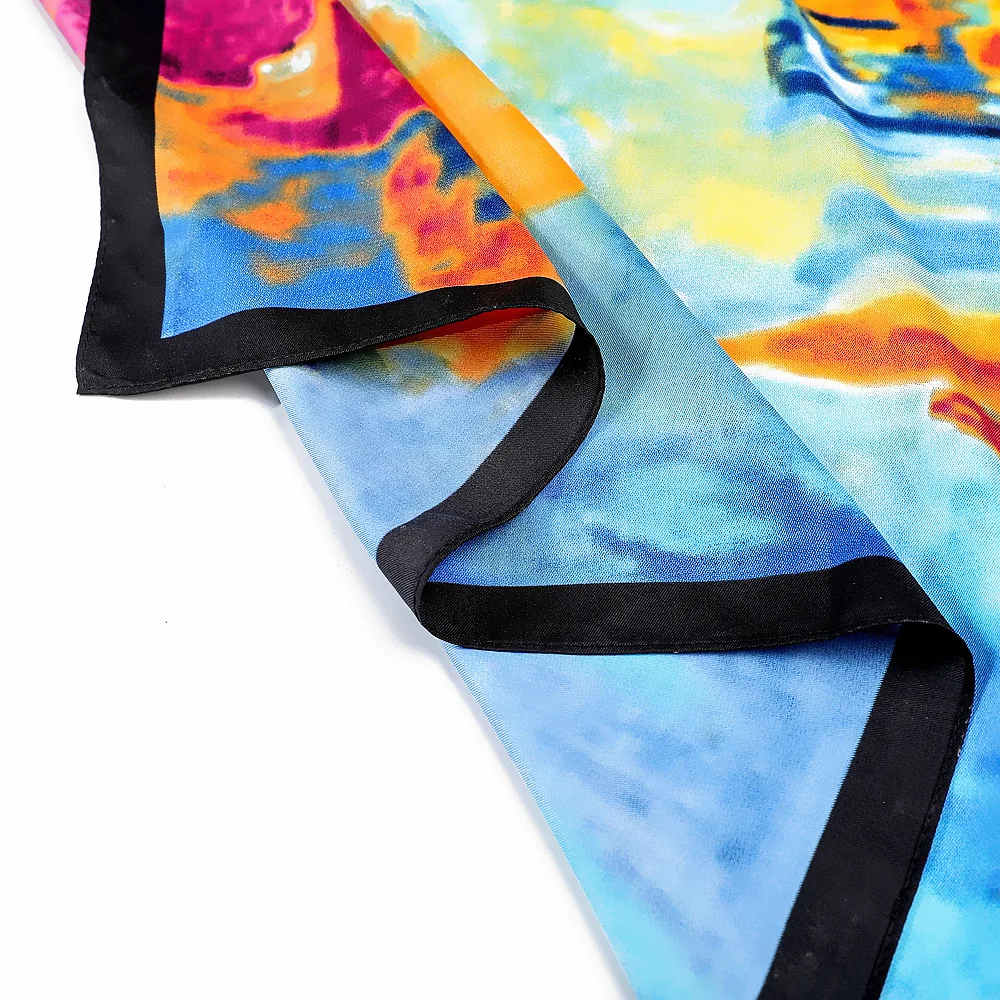 Van Gogh 90CM Generous Scarf Free Shipping Silk Fabric Women's Headscarf Wrap |