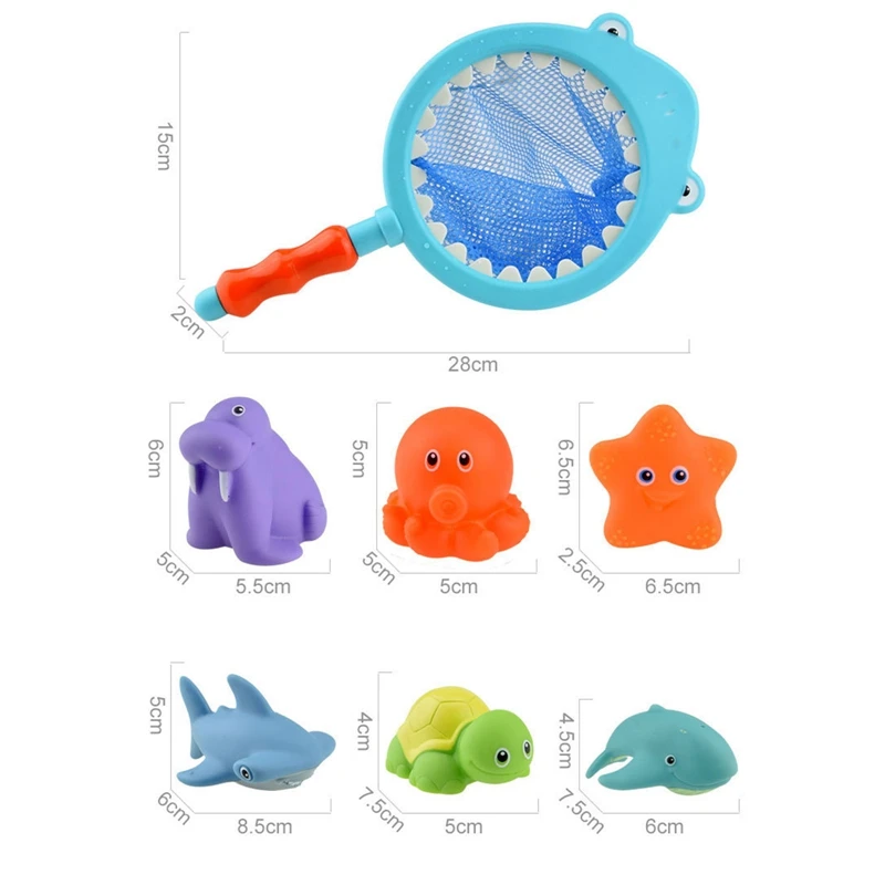 

Baby Cute Animals Bath Toy Fishing Toys Spraying Water Shark Fishing Soft Rubber Float Squeeze Sound Kids Wash Play Funny Gift