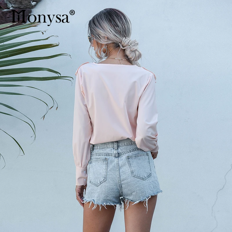 Женская Повседневная рубашка в полоску белая розовая синяя блузка с длинным