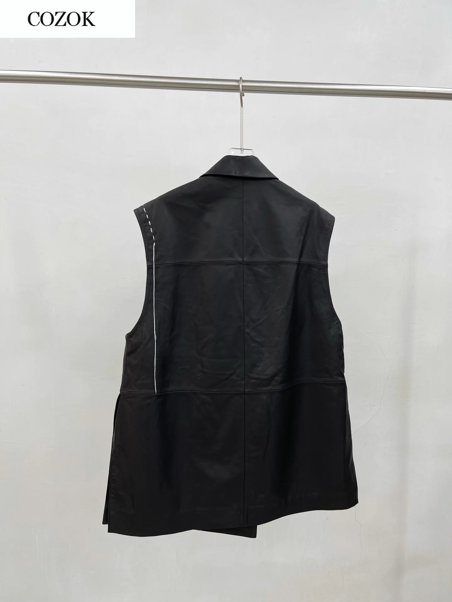 2021 new women fashion high quality sleeveless sheepskin lapel waistcoat