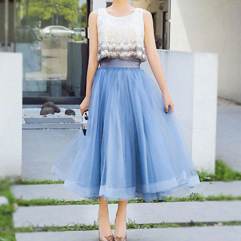 Женские юбки из тюля на заказ женская синяя длинная юбка макси с эластичной