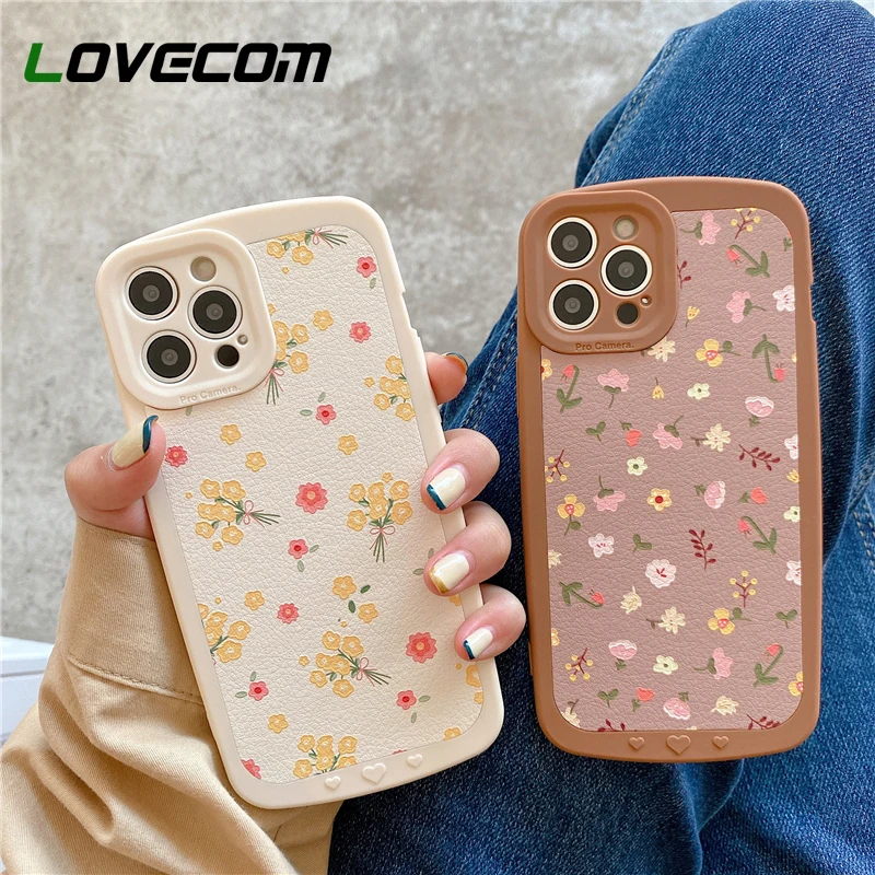 

LOVECOM Vintage Fashion Daisy Floral Phone Case For iPhone 13 12 11 Pro Max XS Max XR X 7 8 Plus Soft Liquid Silicone Bumper