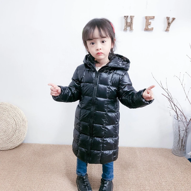 Детский пуховик осенне зимний в Корейском стиле для мальчиков и девочек длинная