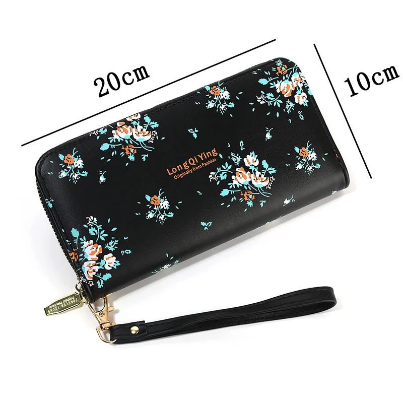 Для женщин кошельки с цветочным принтом женские длинные для карт держатель