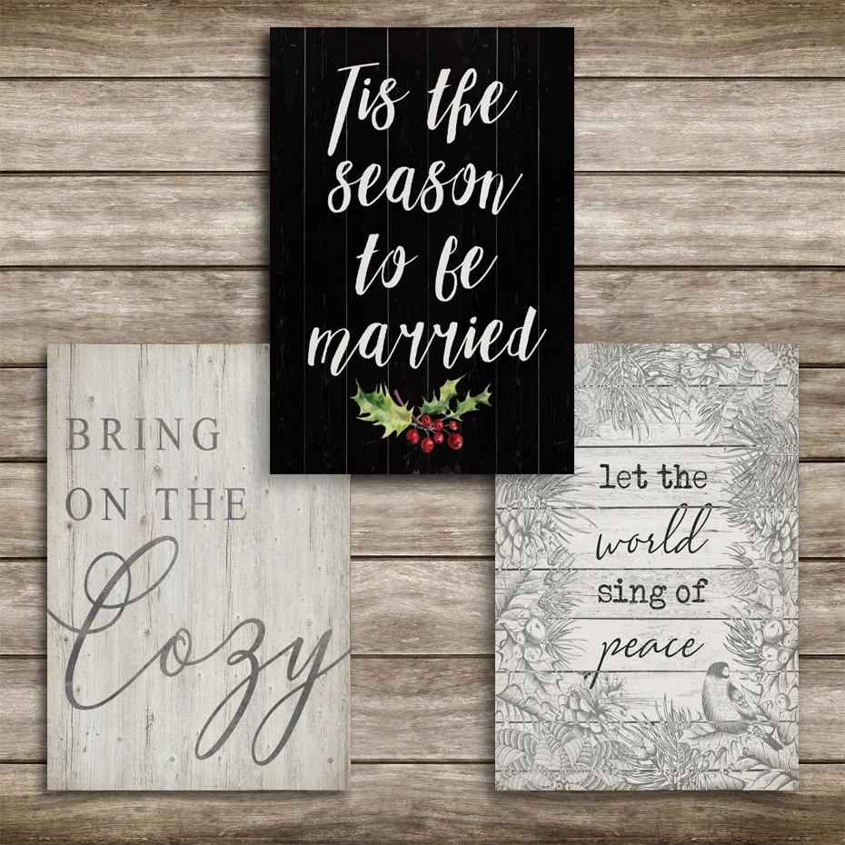 

Vintage Christmas Quotes Floral Posters Wall Art Canvas Paintings Festival Decorative Marry Prints Living Room Home Decor