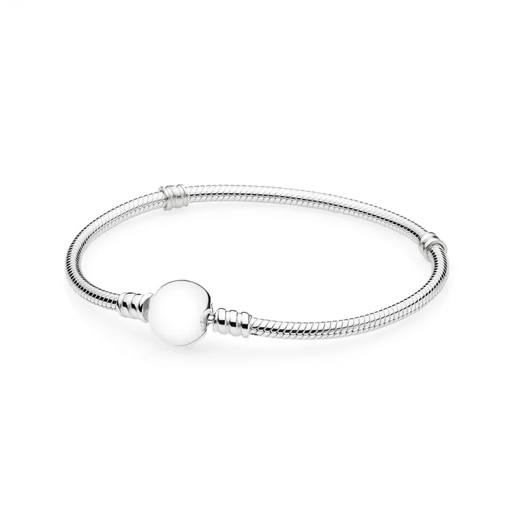 

925 Sterling Silver Original Moments Signature Clasp Pan Bracelet Fit Women Bead Charm Bangle Gift Diy Jewelry