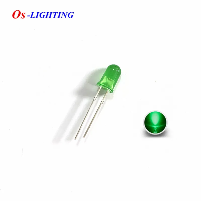 

100PCS 5MM Diffused GREEN LED Light Emitting Diode Bulb Indicator F5 3V-3.2V 20mA 520-525nm Lamp