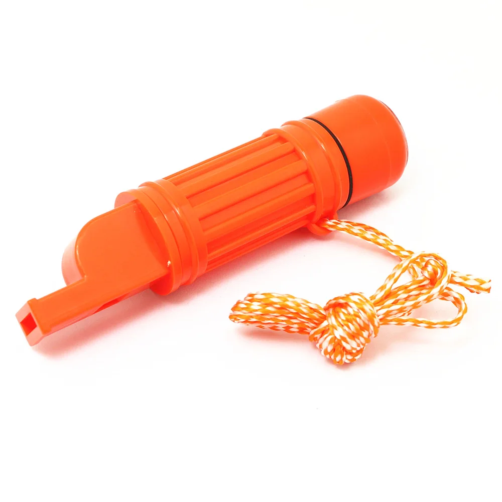 

2 PCS 5 in 1 Survival Whistles Multifunctional Compass Whistle Water Resistant Container Signal Mirror for Outdoor