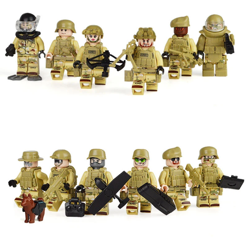 mini micro military flying tigers and seals raid 12 minifigure weapons doll set special warfare brigade weapon children toy gift free global shipping