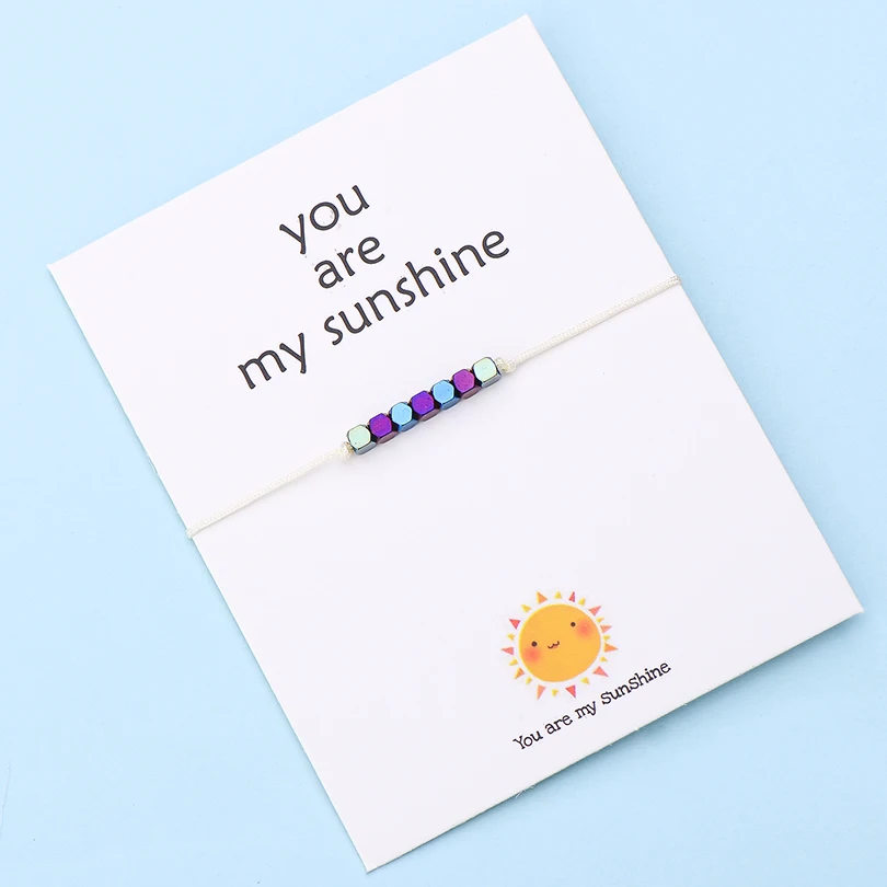 color 1 IYOE Wish Card You Are My Sunshine крошечные бусины браслеты с подвесками для женщин и мужчин геометрические бусины ручной работы красный браслет с нитью подарок - Окраска металла: color 1