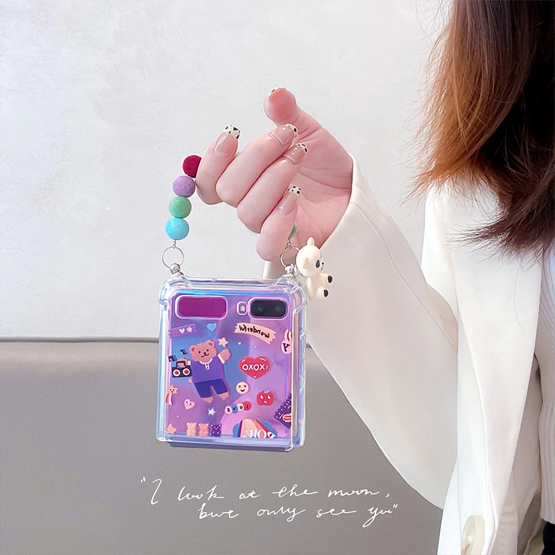 For Samsung ZFlip 3 Cases Transparent Phone Case Cute Contrast Bracelet for Galaxy ZFlip 2 Samsung Back Cover for ZFlip 2 3 Etui