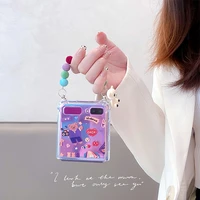 for samsung zflip 3 cases transparent phone case cute contrast bracelet for galaxy zflip 2 samsung back cover for zflip 2 3 etui