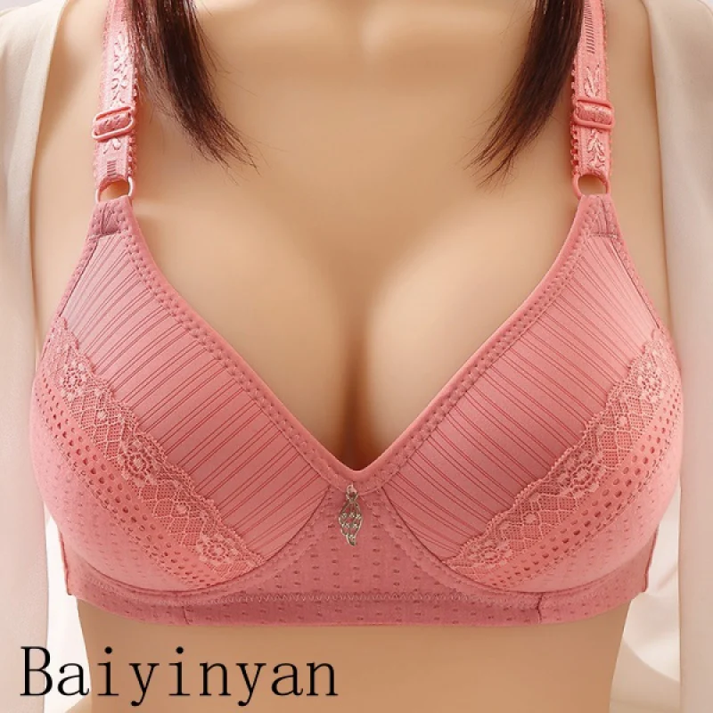 

Женский бюстгальтер без косточек Baiyinyan с тонкой чашкой кружевное удобное дышащее нижнее белье для женщин среднего и пожилого возраста
