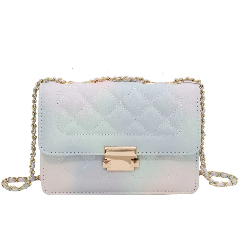 

Fashion Plaid Chain Crossbody Bags Women Messenger Bag Female Lock Cross Body Shoulder Bag PU Leather Small Square Flap Bag