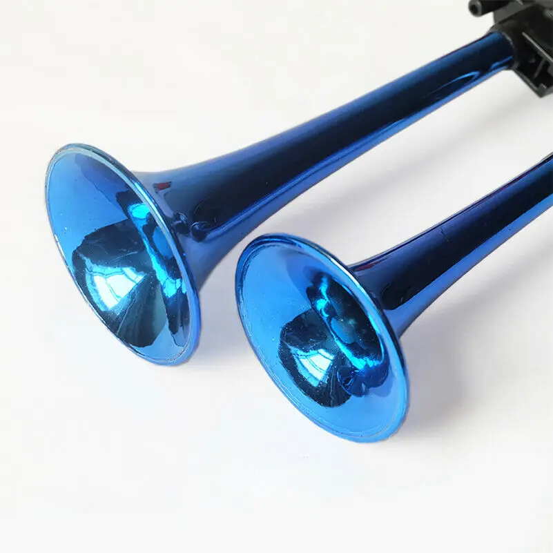 178DB синий 12V Воздушный гудок двойной труба компрессор комплект для автомобиля