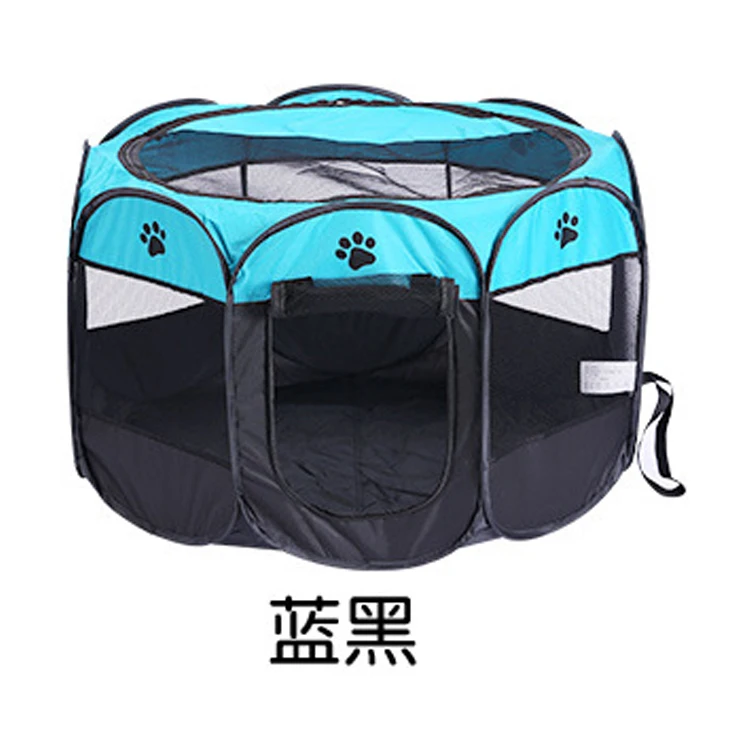 blue-black Переносная Складная Клетка для собак, палатка для кошек, водостойкая ограда для собак, восьмиугольная игровая ручка - Цвет: blue-black