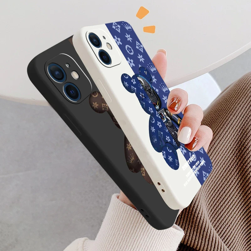 

Mechanical Bear Lens Protect Case For iPhone 12 13 Pro Max Mini 11 Pro Max X XR XS MAX SE2020 8 7 6 6S Plus Silicone Phone Cover