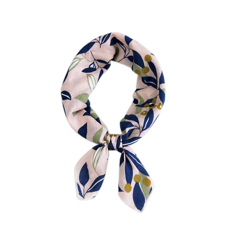 Женский небольшой шарф из хлопка и льна платок с принтом 50 см| |