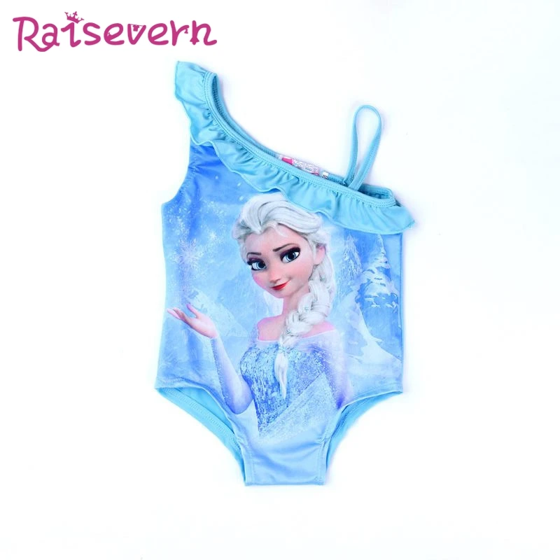 Детские купальники с принтом и рюшами Лоскутные Мультяшные для девочек