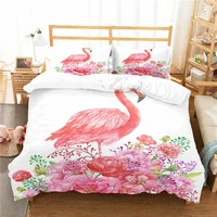 bed coverlet 3d pink flamingo printed home textile with pillowcases bedroom clothes bedding linen for kids king double size