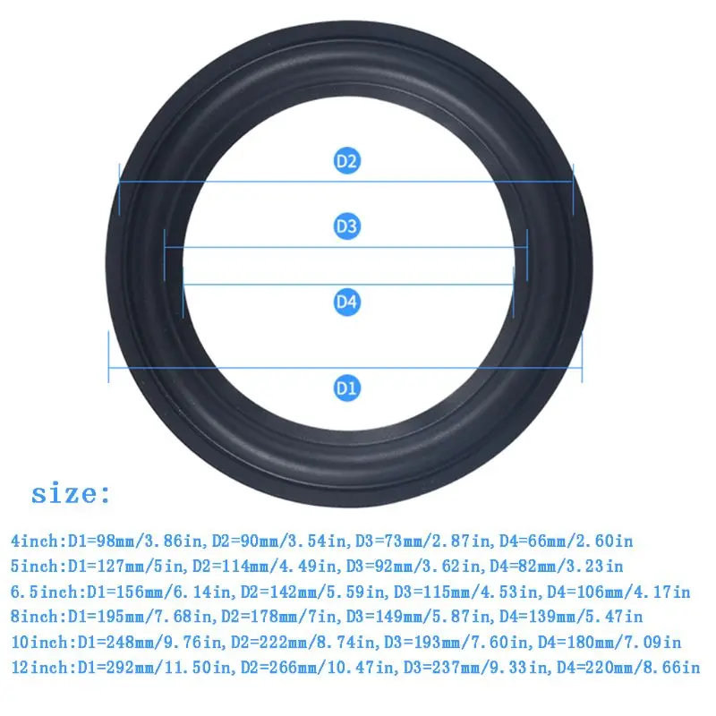 4/5/6.5/8/10/12\&quot Elastic Rubber Ring Speaker Surround Repair Foam Woofer Edge | Электроника
